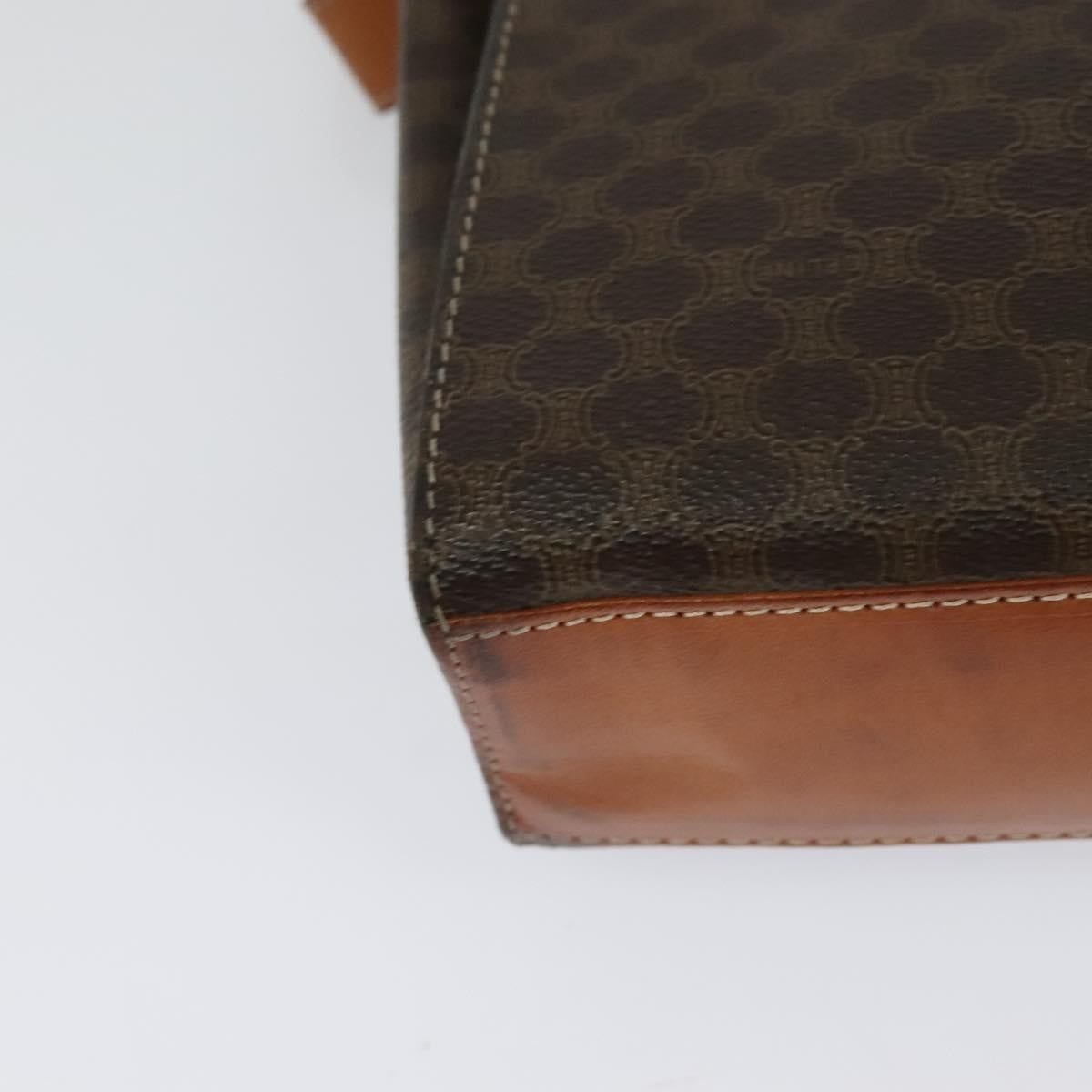 Celine Vintage Macadam Circle Logo Canvas And Leather Brown Canvas Shoulder Bag Bag (Pre-Owned)