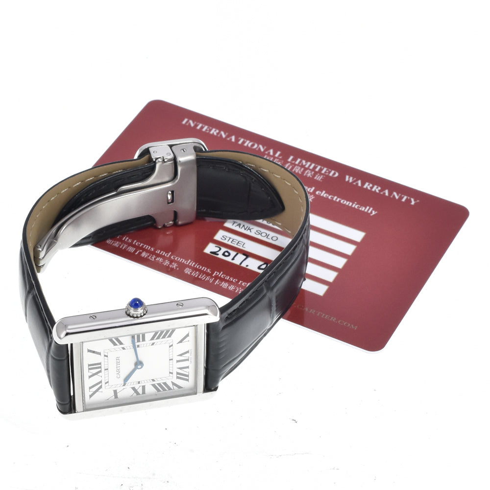 Cartier Tank Solo Quartz Stainless Steel And Leather Watch (Pre-Owned)