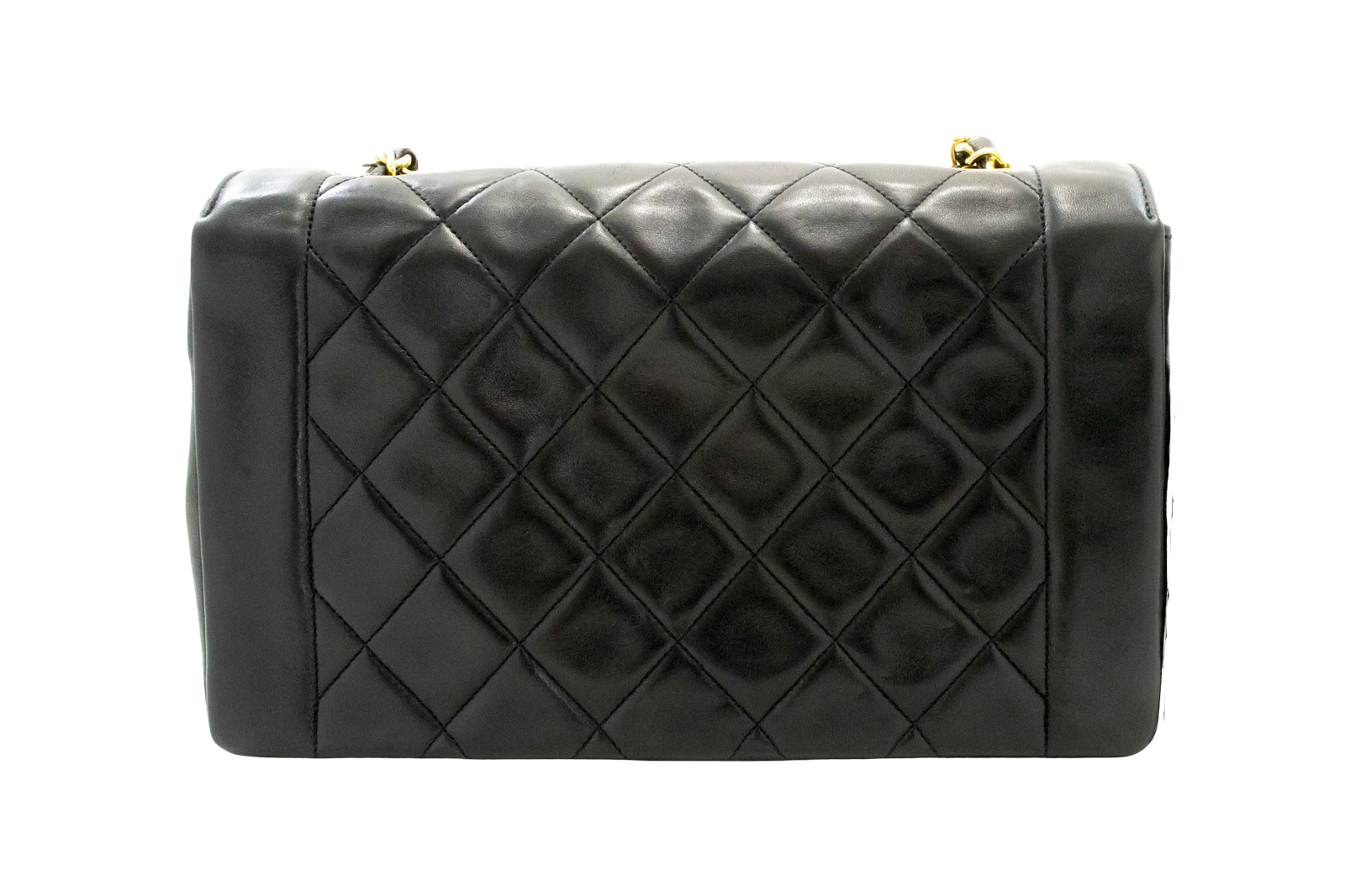 Chanel Vintage Chain Curved Flap Quilted Leather Black Leather Shoulder Bag Bag (Pre-Owned)
