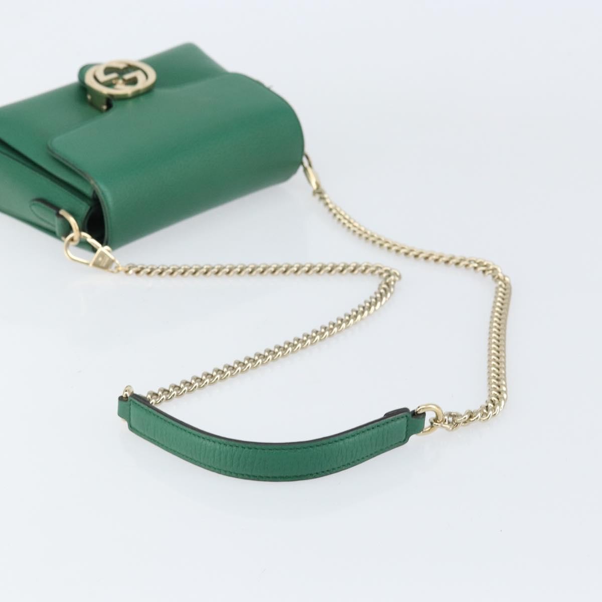 Gucci Interlocking Chain Leather Green Leather Shoulder Bag Bag (Pre-Owned)