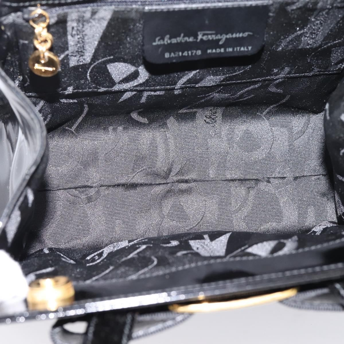Salvatore Ferragamo Convertible Vara Bow Patent Leather Black Patent_Leather Handbag (Pre-Owned)