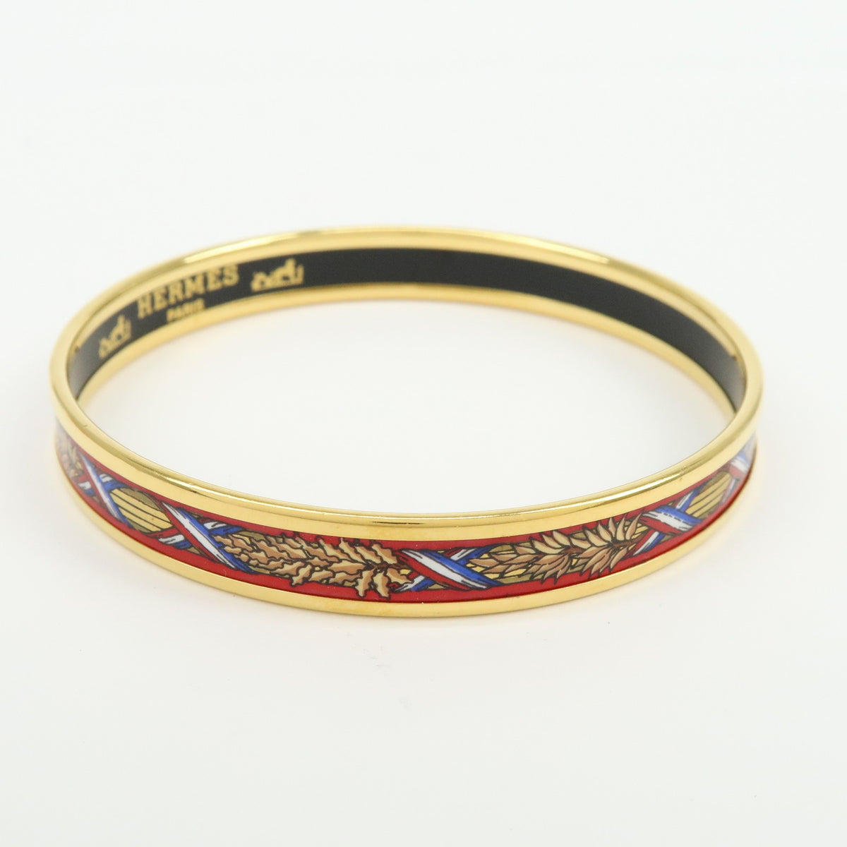 Hermes Bangle Printed Enamel Gold Gold_Plated Bracelet Jewelry (Pre-Owned)