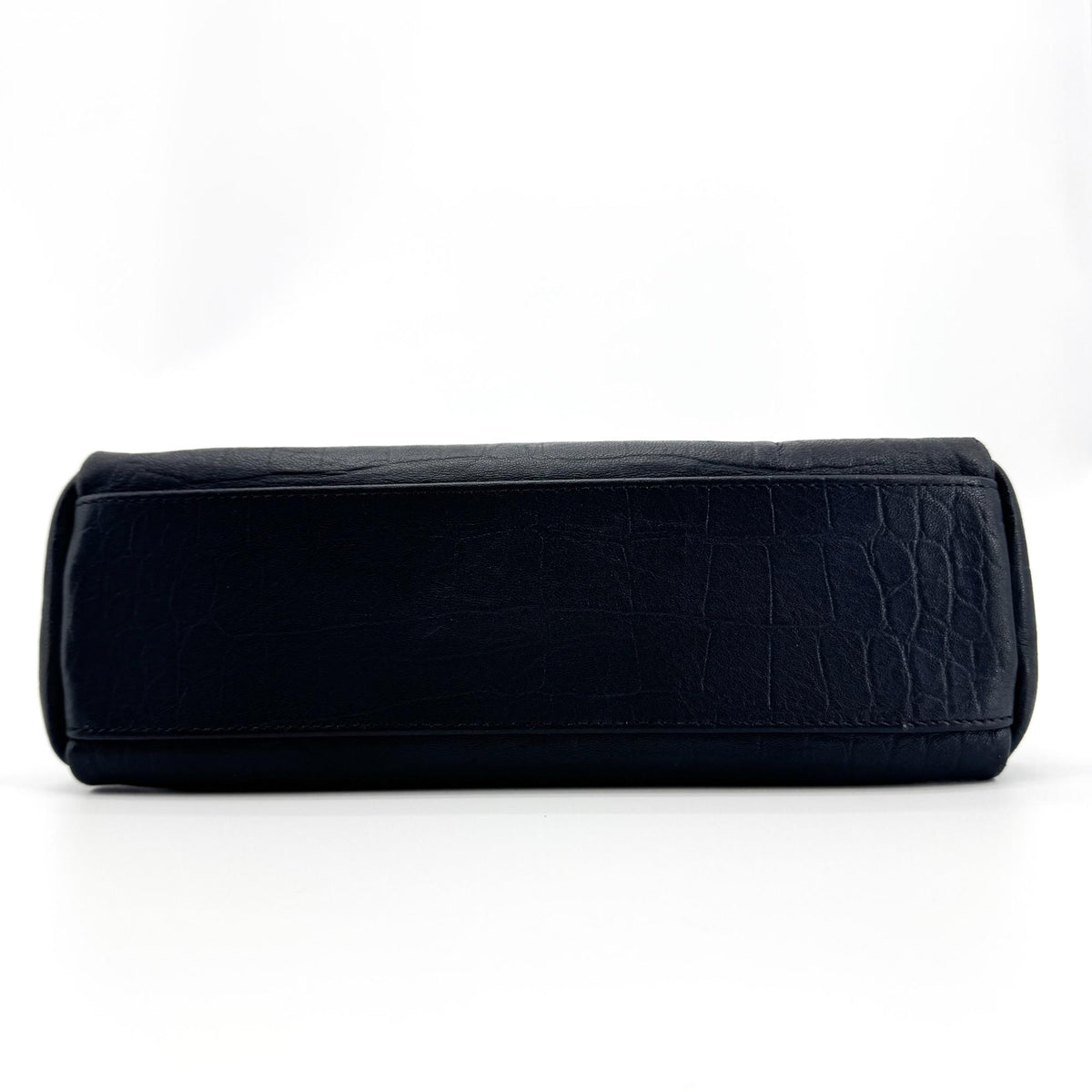 Saint Laurent West Hollywood Crocodile Embossed Leather Black Leather Shoulder Bag Bag (Pre-Owned)