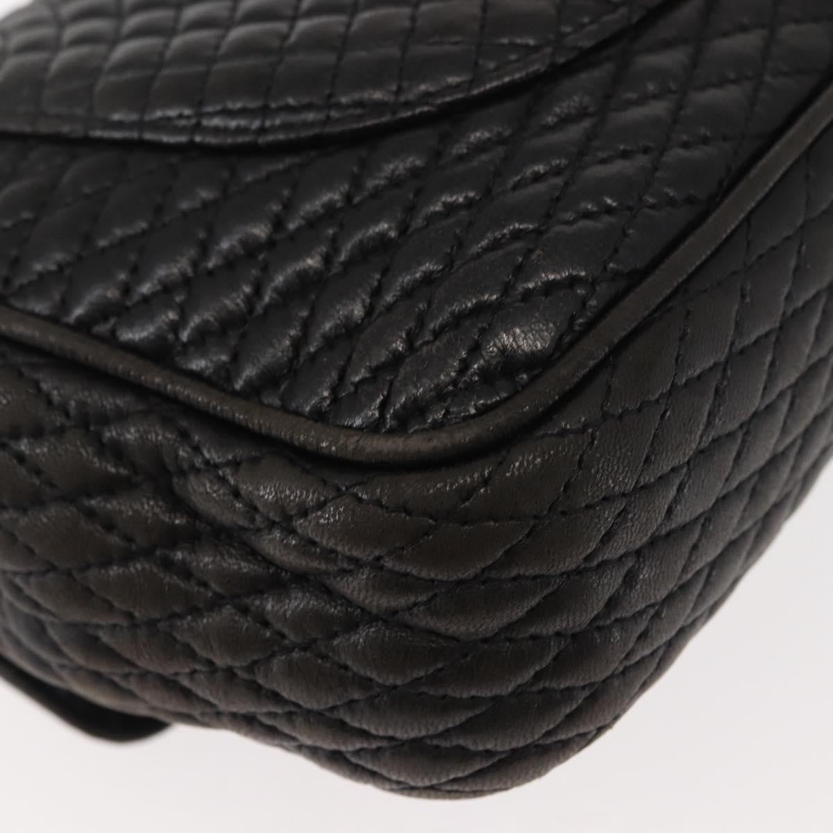 Bally Vintage Chain Quilted Leather Black Leather Shoulder Bag Bag (Pre-Owned)