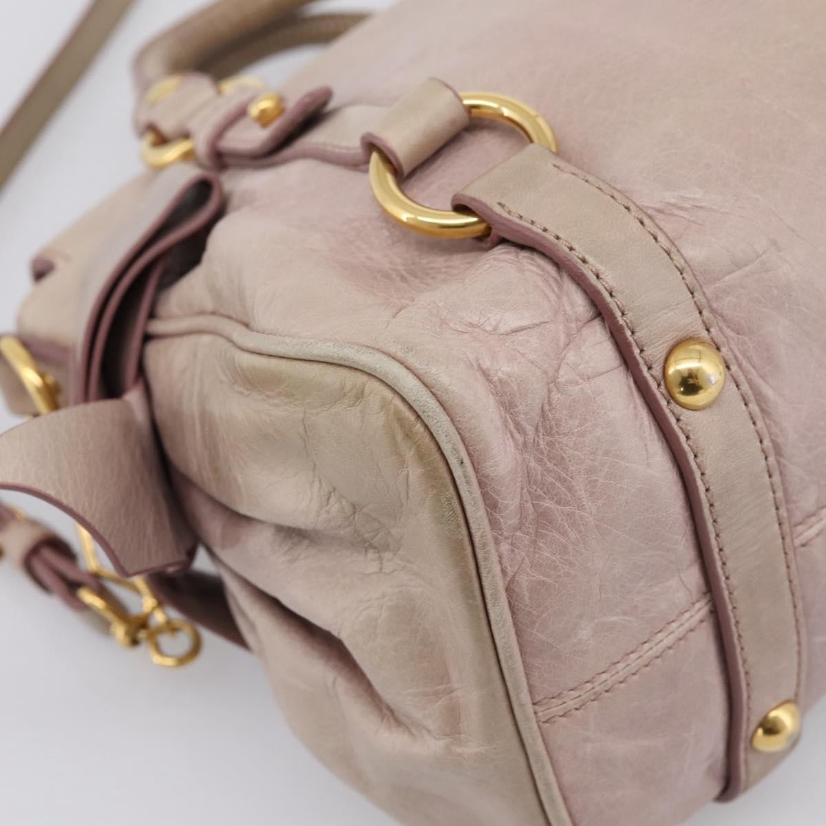 Miu Miu Vitello Lux Leather Pink Leather Handbag (Pre-Owned)