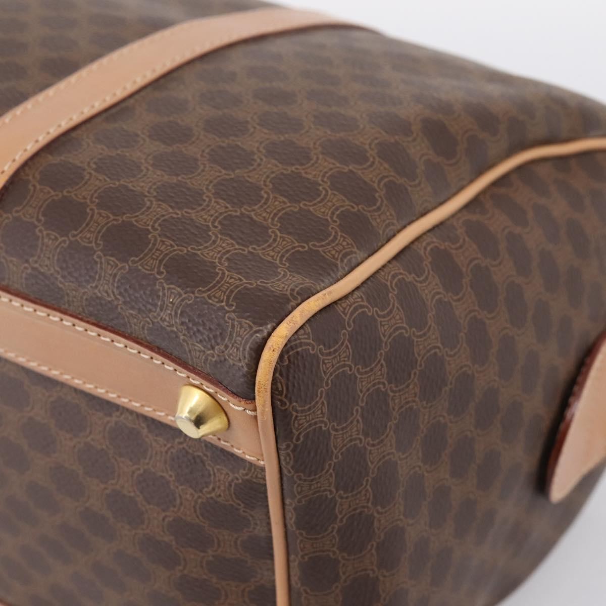 Celine Vintage Boston Macadam Coated Canvas Brown Pvc Handbag (Pre-Owned)