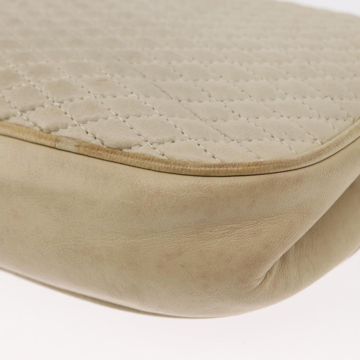 Bally Vintage Quilted Leather White Leather Shoulder Bag Bag (Pre-Owned)