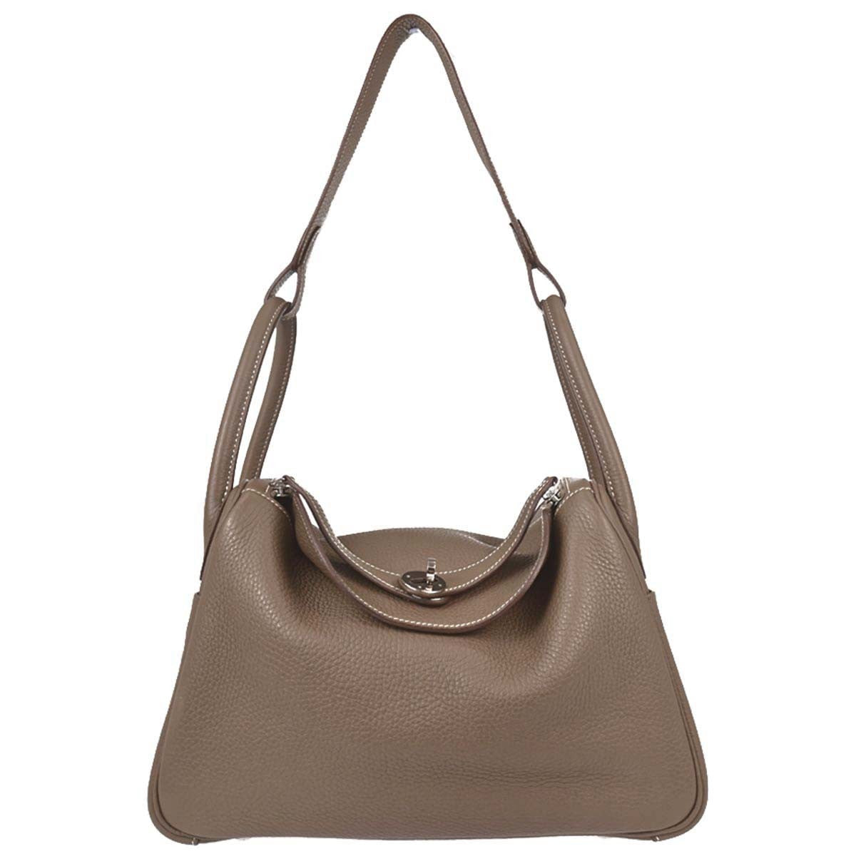 Hermes Lindy Clémence Gray Leather Shoulder Bag Bag (Pre-Owned)