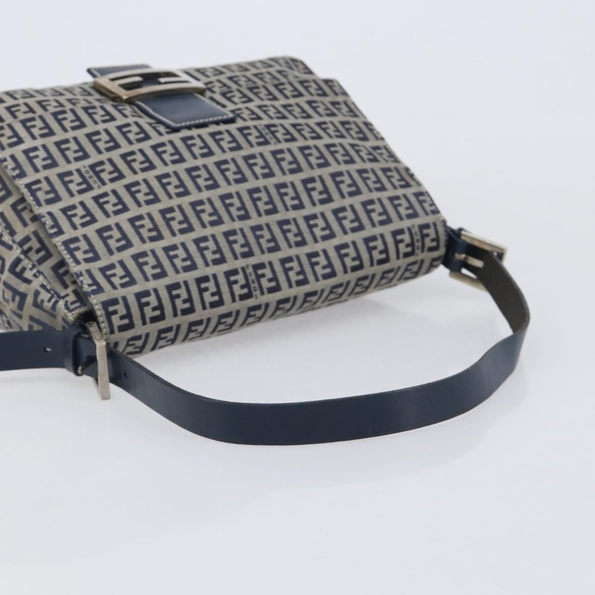 Fendi Zucchino Mamma Baguette Canvas Navy Canvas Shoulder Bag Bag (Pre-Owned)