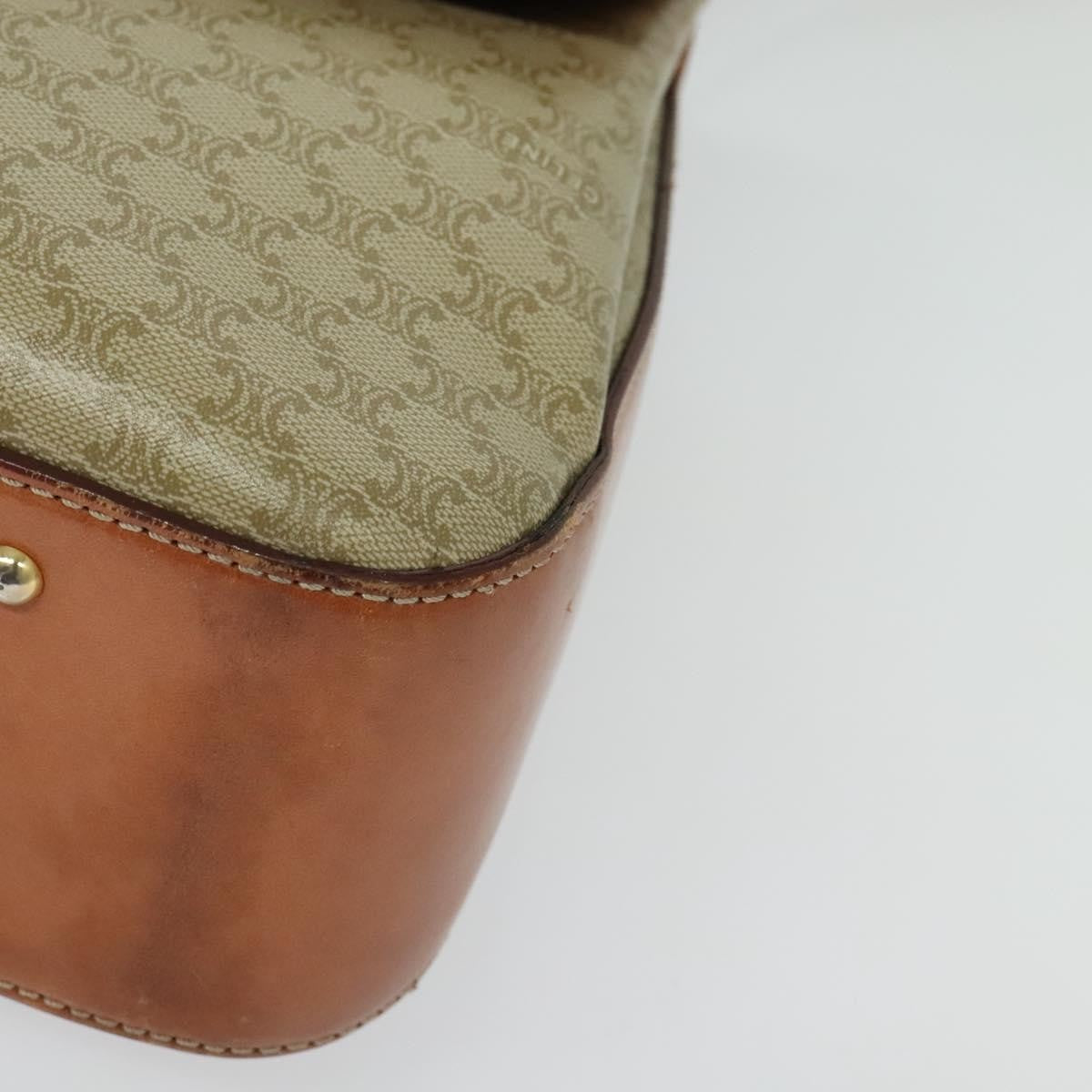 Celine Vintage Convertible Top Handle Macadam Coated Canvas Beige Canvas Handbag (Pre-Owned)