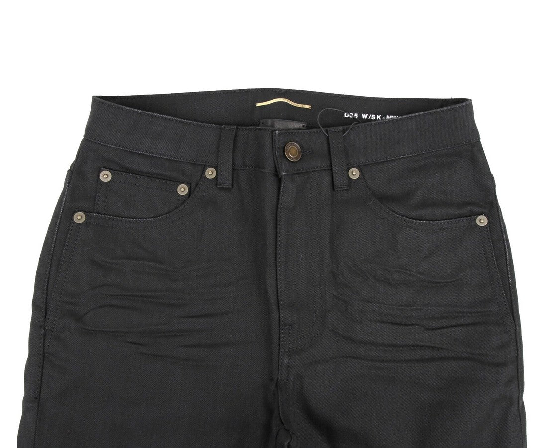 Saint Laurent Women's Black Cotton Skinny Stretch Pants (Size: 28)