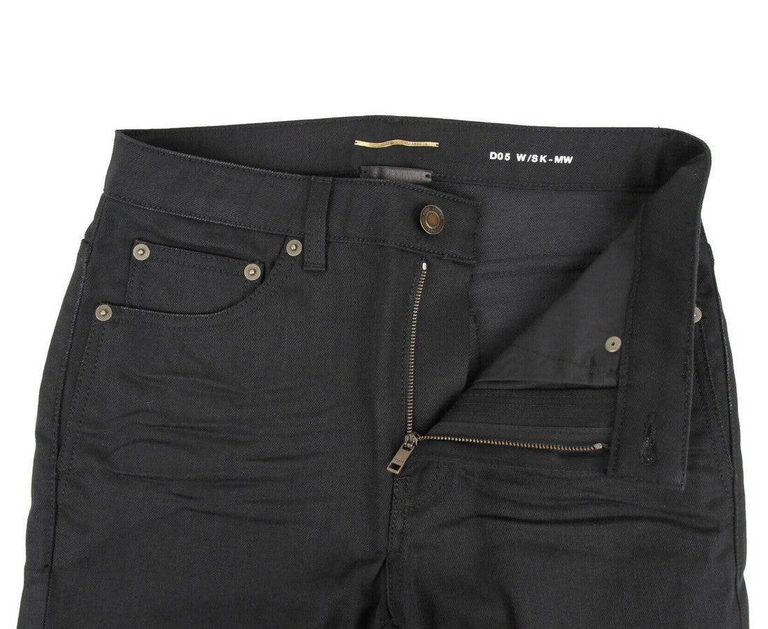 Saint Laurent Women's Black Cotton Skinny Stretch Pants (Size: 28)