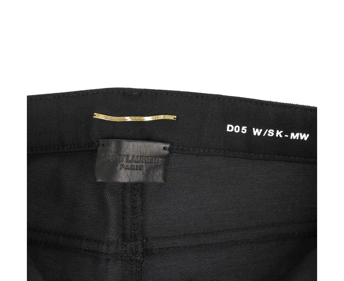 Saint Laurent Women's Black Cotton Skinny Stretch Pants (Size: 28)