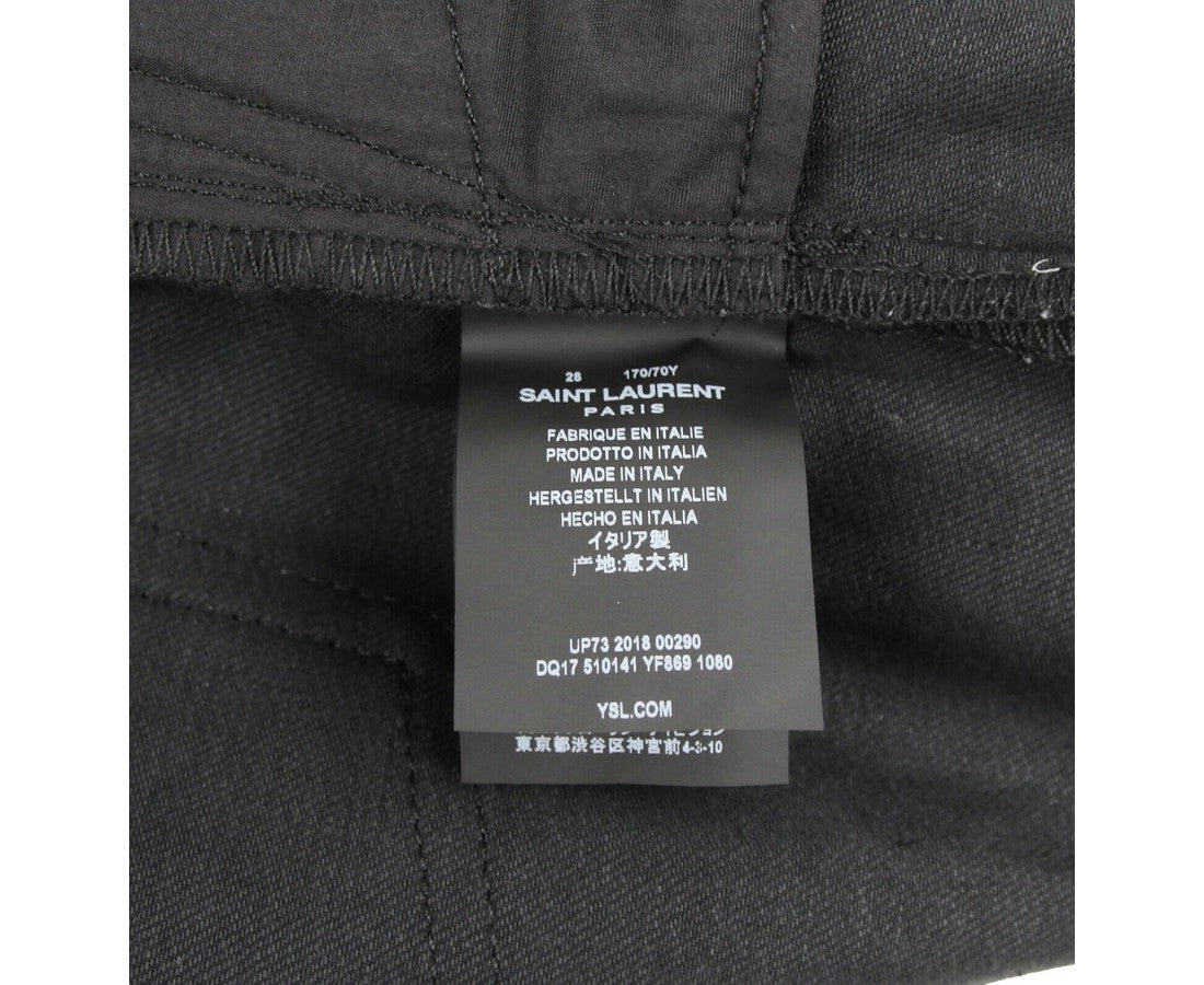 Saint Laurent Women's Black Cotton Skinny Stretch Pants (Size: 28)