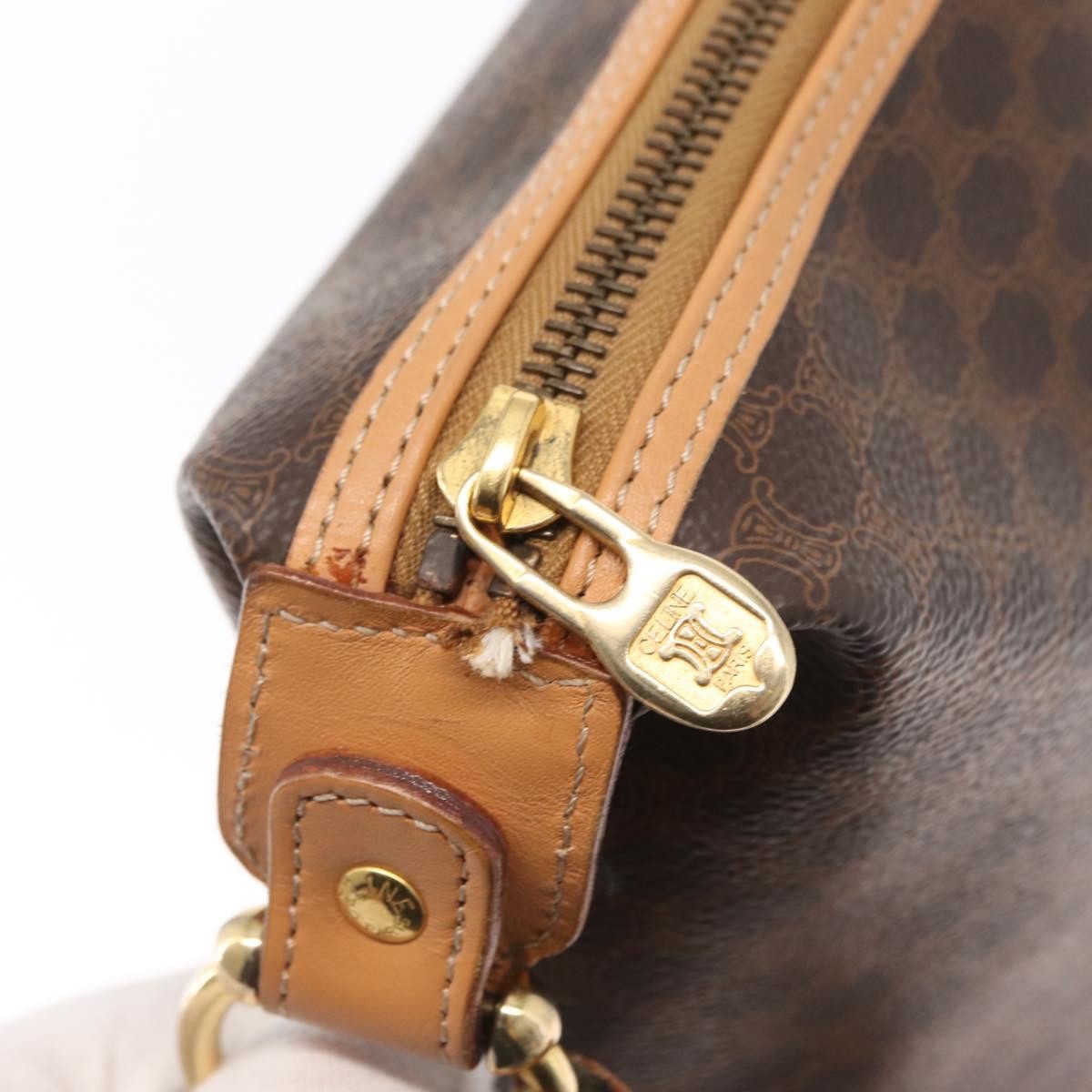 Celine Vintage Macadam Canvas And Leather Brown Canvas Shoulder Bag Bag (Pre-Owned)