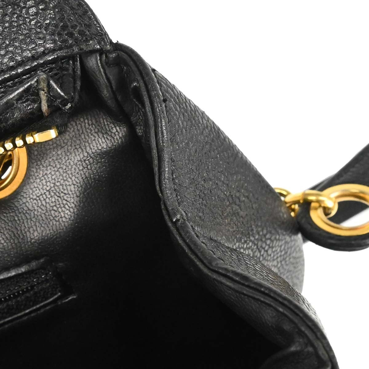 Chanel Triple Cc Chain Shoulder Caviar Leather Black Leather Shoulder Bag Bag (Pre-Owned)
