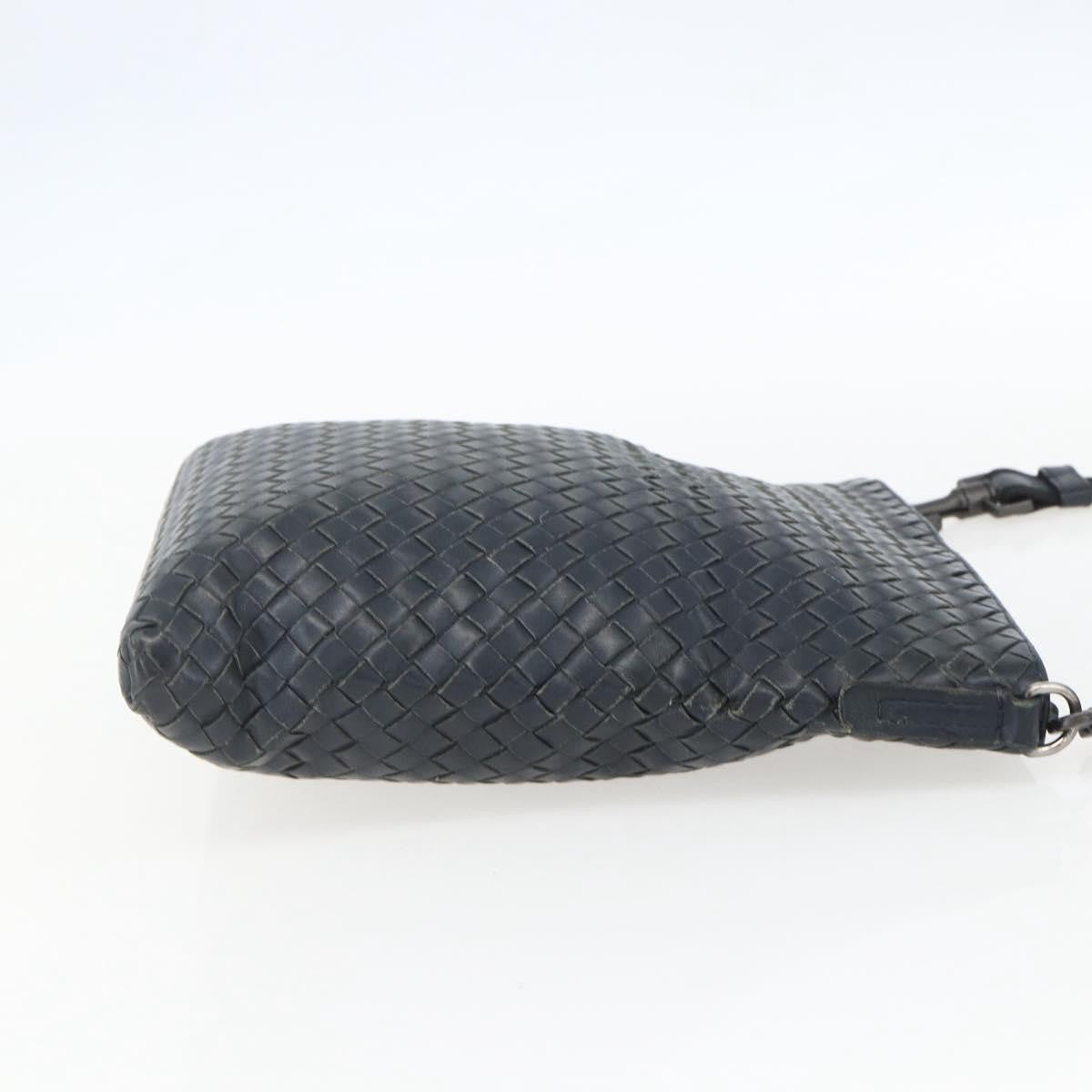 Bottega Veneta Flat Messenger Intrecciato Nappa Navy Leather Crossbody Bag Bag (Pre-Owned)