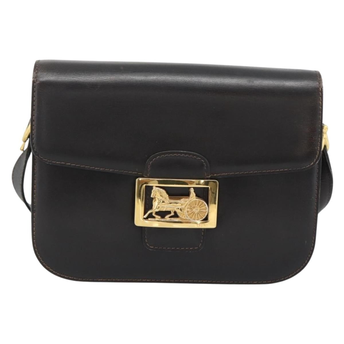 Celine Horse Carriage Leather Brown Leather Shoulder Bag Bag (Pre-Owned)