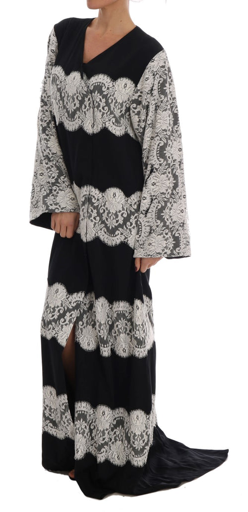 Dolce & Gabbana Elegant Silk Floral Lace Kaftan Maxi Women's Dress
