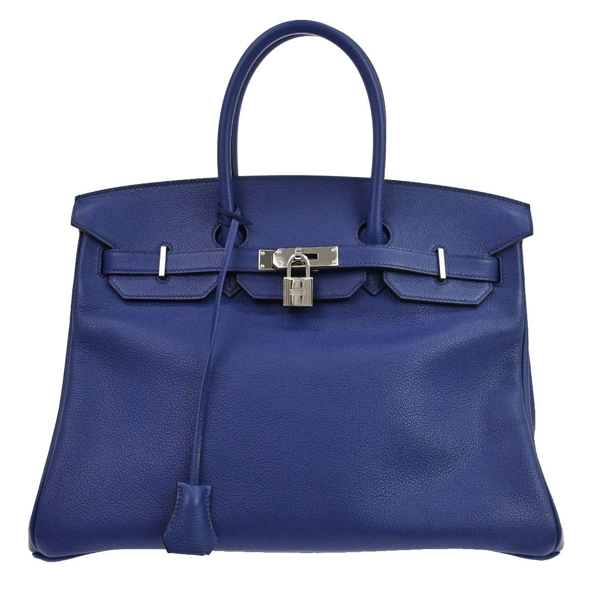 Hermes Birkin Blue Togo With Palladium Hardware Blue Leather Handbag (Pre-Owned)