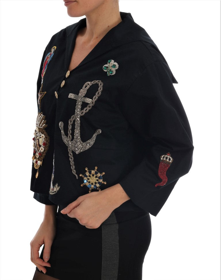 Dolce & Gabbana Blue Crystal MAMMA Sicily Women's Jacket