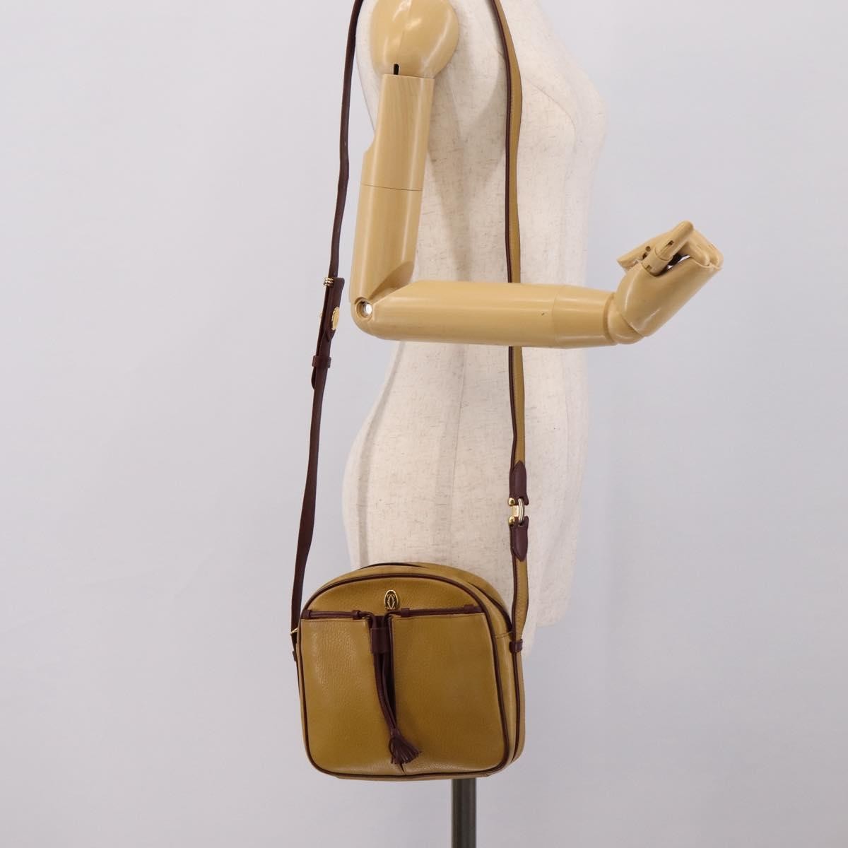 Cartier Tasseled Must De Cartier Leather Beige Leather Shoulder Bag Bag (Pre-Owned)