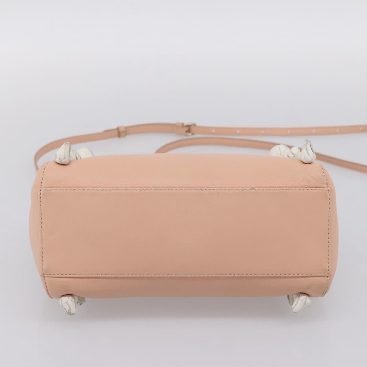 Fendi Rosebud Peekaboo Iconic Leather With Applique Pink Leather Handbag (Pre-Owned)