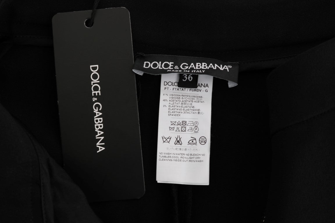 Dolce & Gabbana Black Stretch Pink Stripes Capri Women's Pants