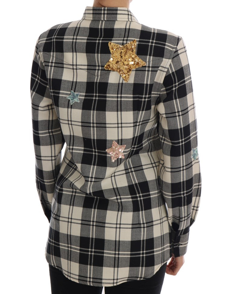Dolce & Gabbana Black White Fairy Tale Crystal Women's Shirt