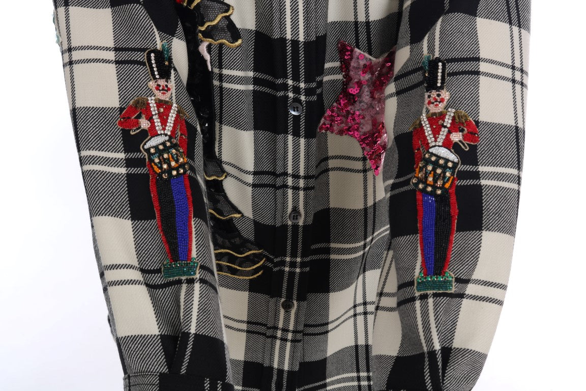 Dolce & Gabbana Black White Fairy Tale Crystal Women's Shirt