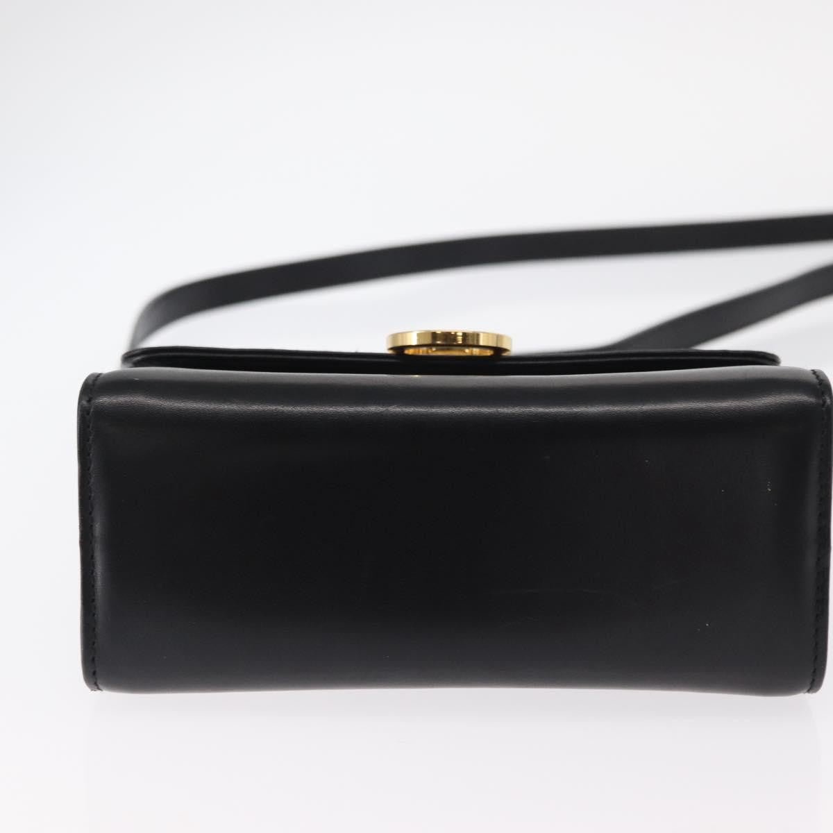 Salvatore Ferragamo Gancini Flap Leather Black Leather Shoulder Bag Bag (Pre-Owned)