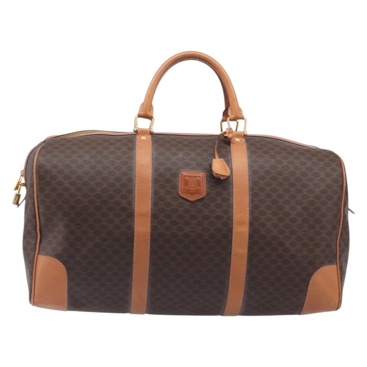 Celine Vintage Duffle Macadam Coated Canvas Brown Canvas Handbag (Pre-Owned)