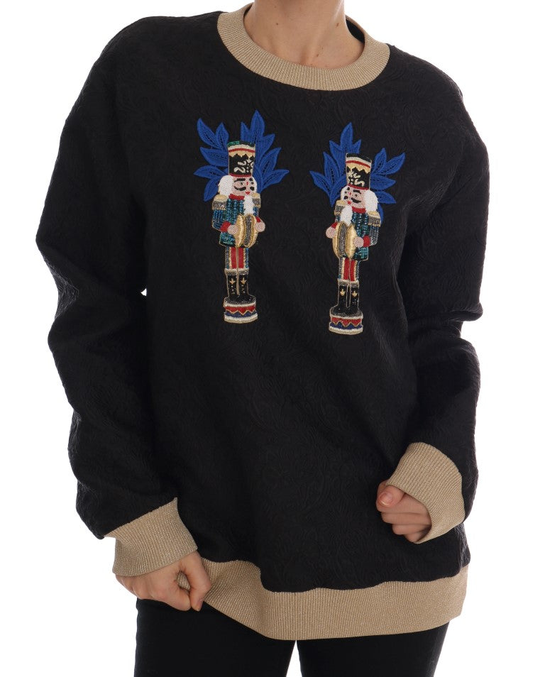 Dolce & Gabbana Black Fairy Tale Brocade Zipper Women's Sweater