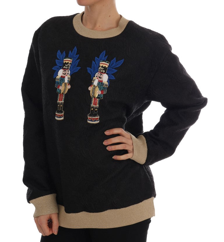 Dolce & Gabbana Black Fairy Tale Brocade Zipper Women's Sweater