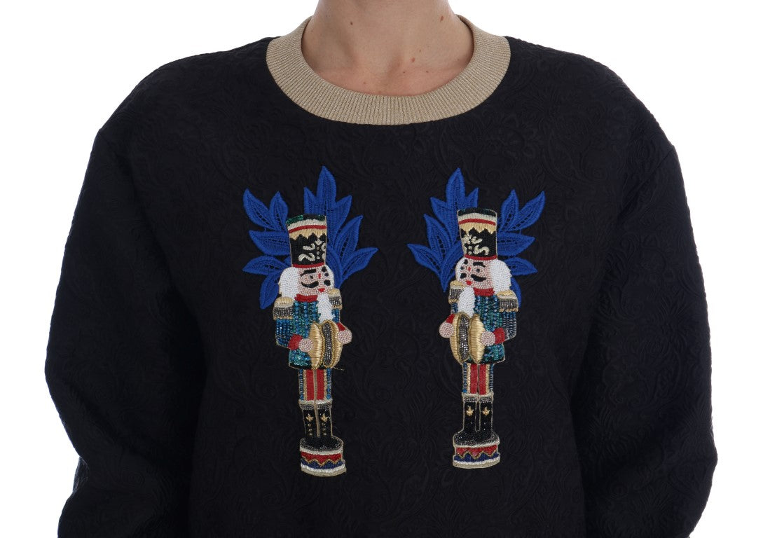 Dolce & Gabbana Black Fairy Tale Brocade Zipper Women's Sweater