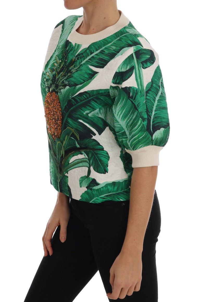 Dolce & Gabbana Pineapple Banana Sequins Crewneck Women's Sweater