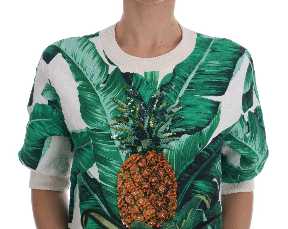 Dolce & Gabbana Pineapple Banana Sequins Crewneck Women's Sweater