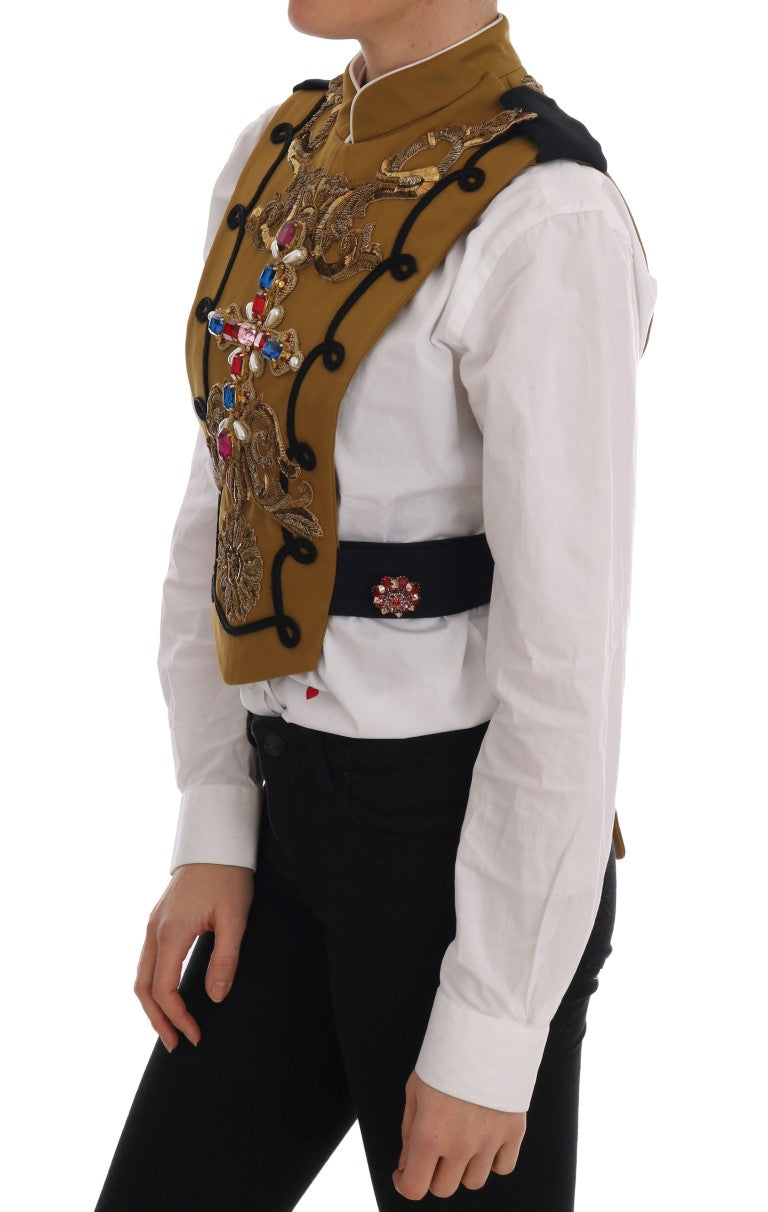 Dolce & Gabbana Yellow Crystal Cross Vest Women's Jacket