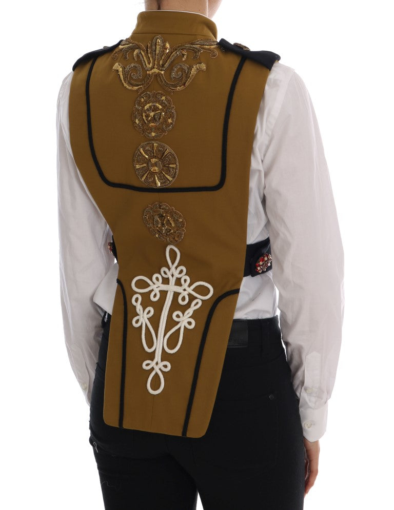 Dolce & Gabbana Yellow Crystal Cross Vest Women's Jacket
