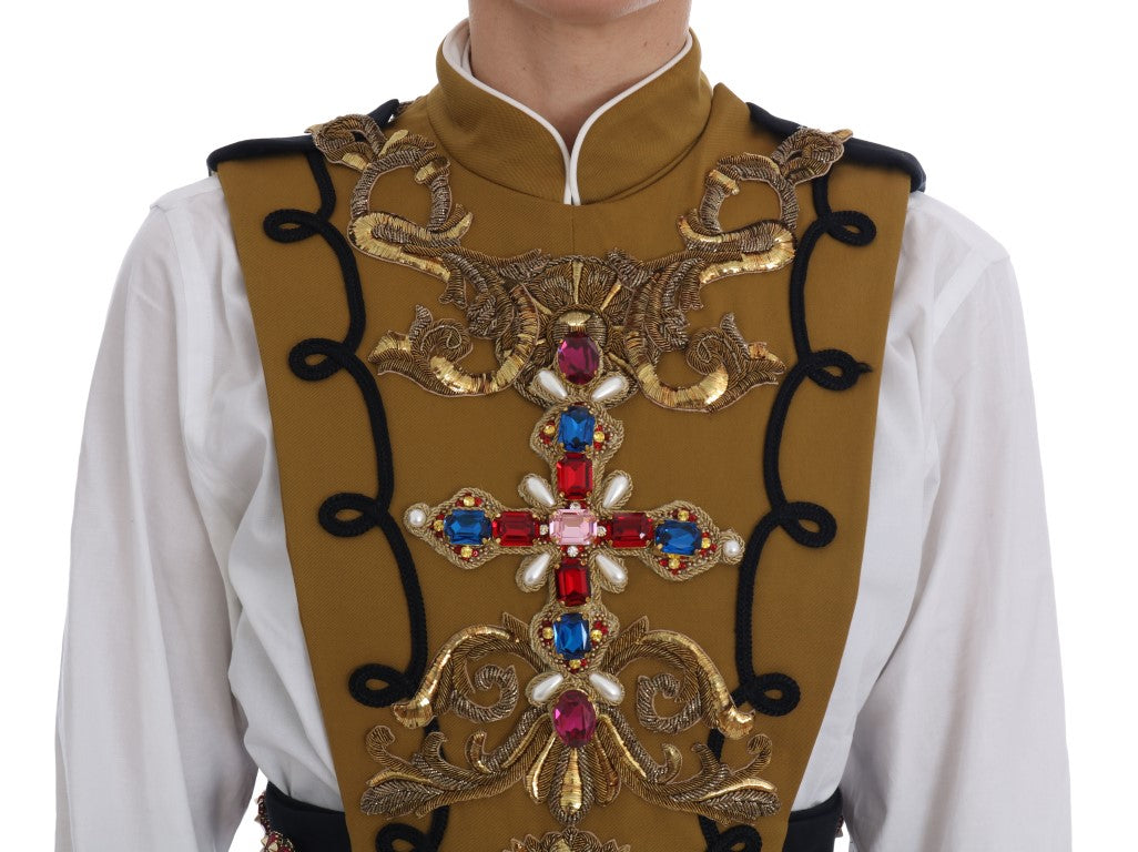 Dolce & Gabbana Yellow Crystal Cross Vest Women's Jacket
