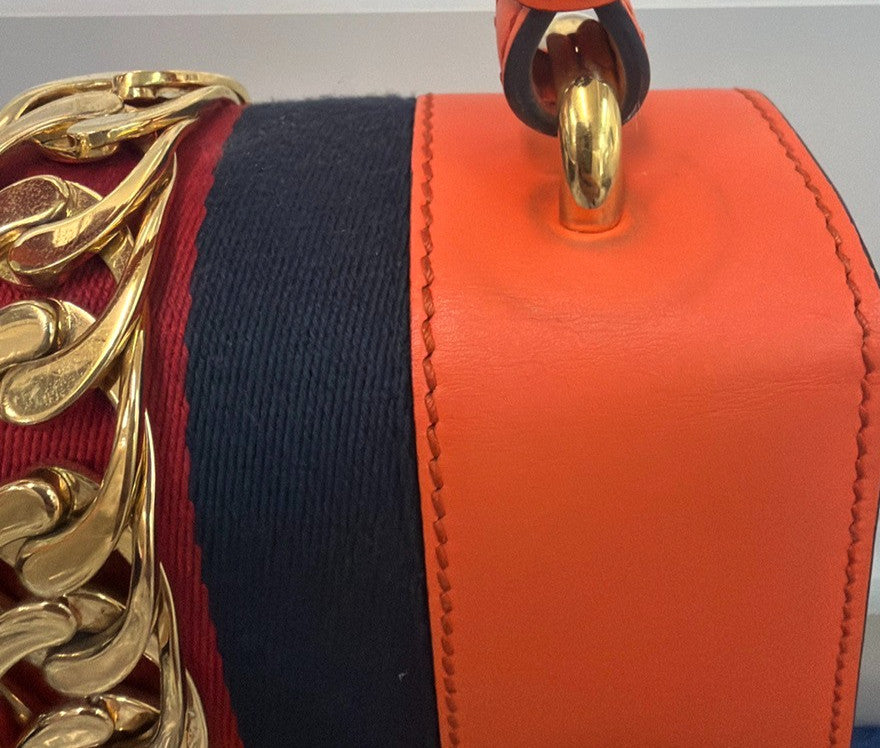 Gucci Sylvie Leather Orange Leather Handbag (Pre-Owned)