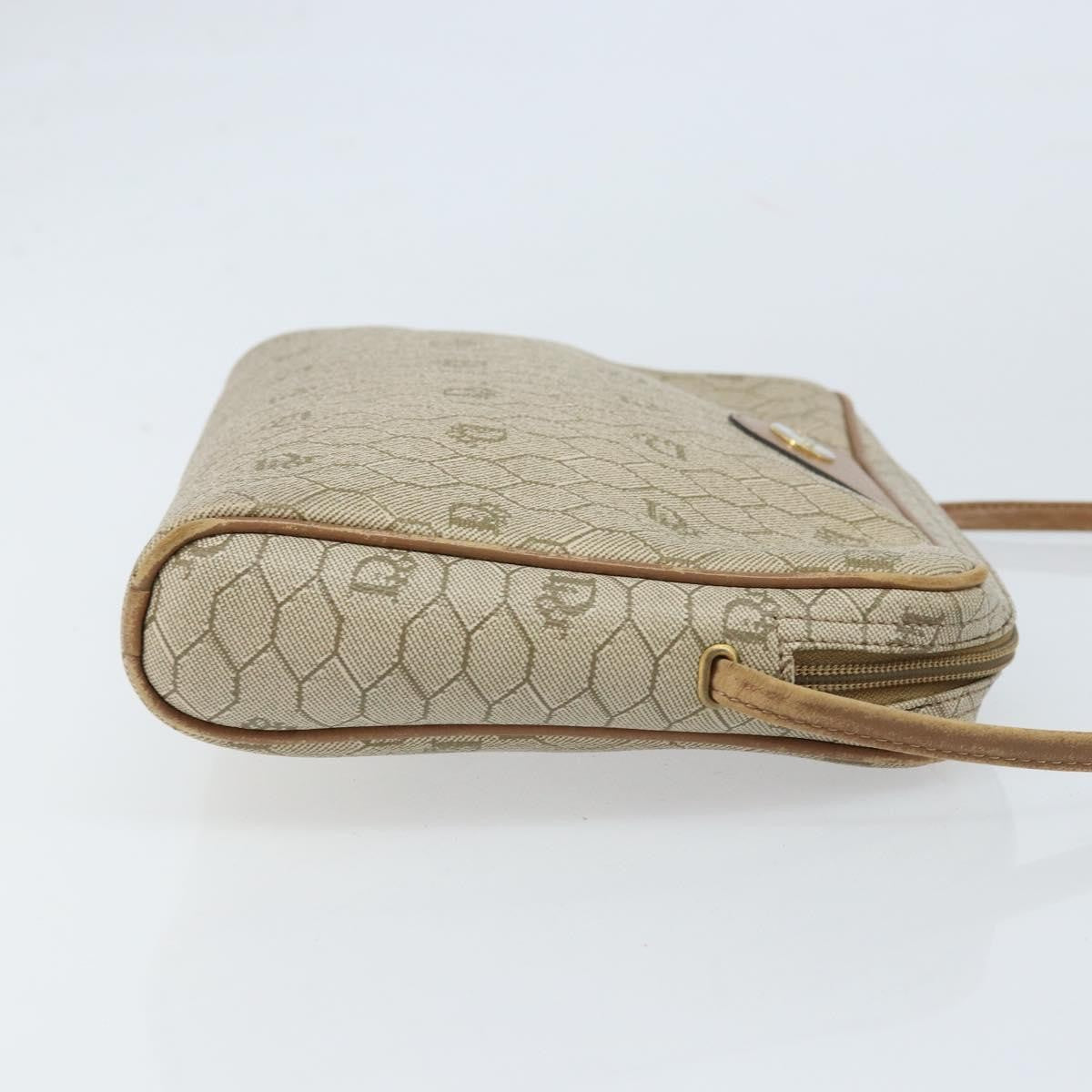 Christian Dior Vintage Honeycomb Canvas And Leather Beige Canvas Shoulder Bag Bag (Pre-Owned)