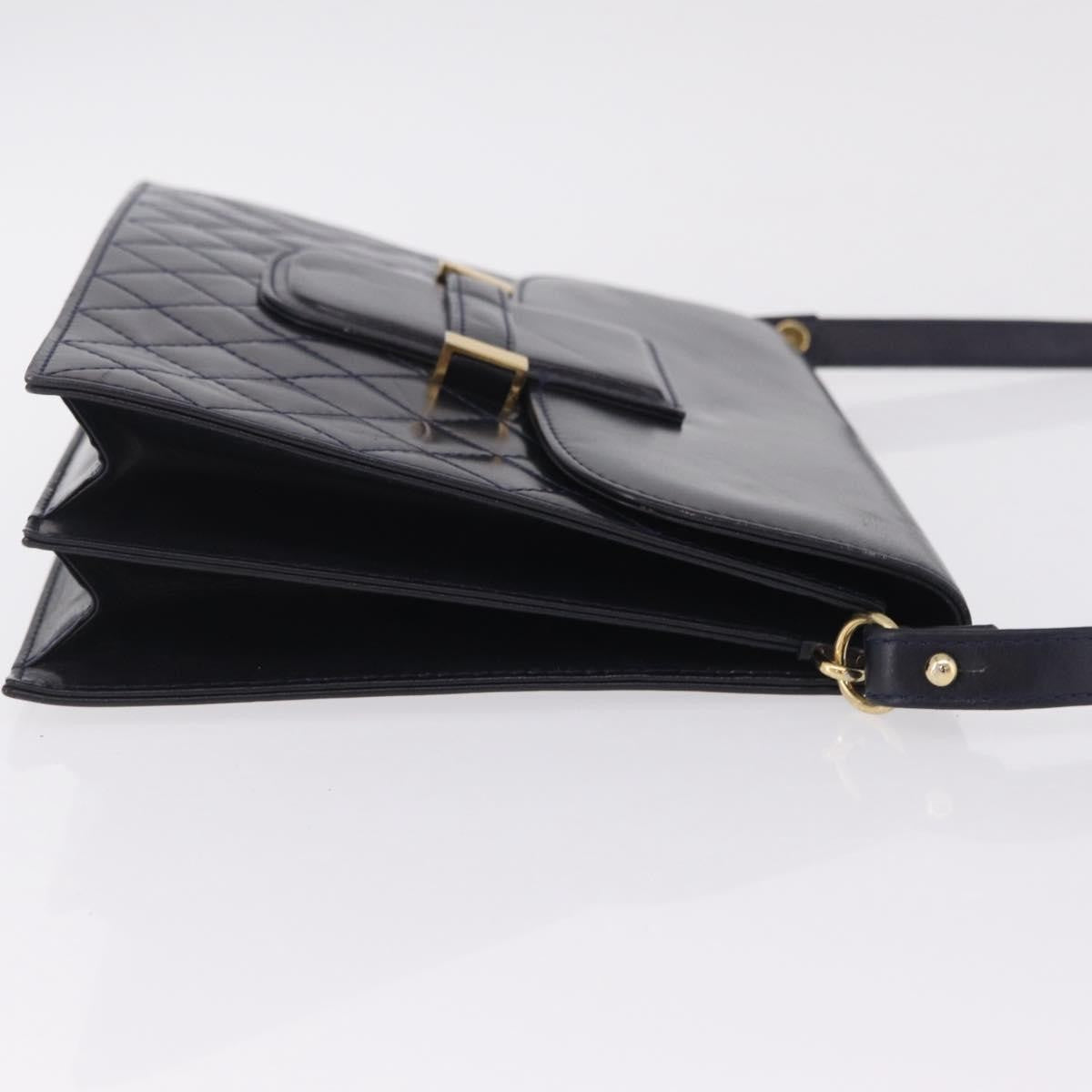 Saint Laurent Vintage Shoulder Bag Leather Navy Leather Shoulder Bag Bag (Pre-Owned)