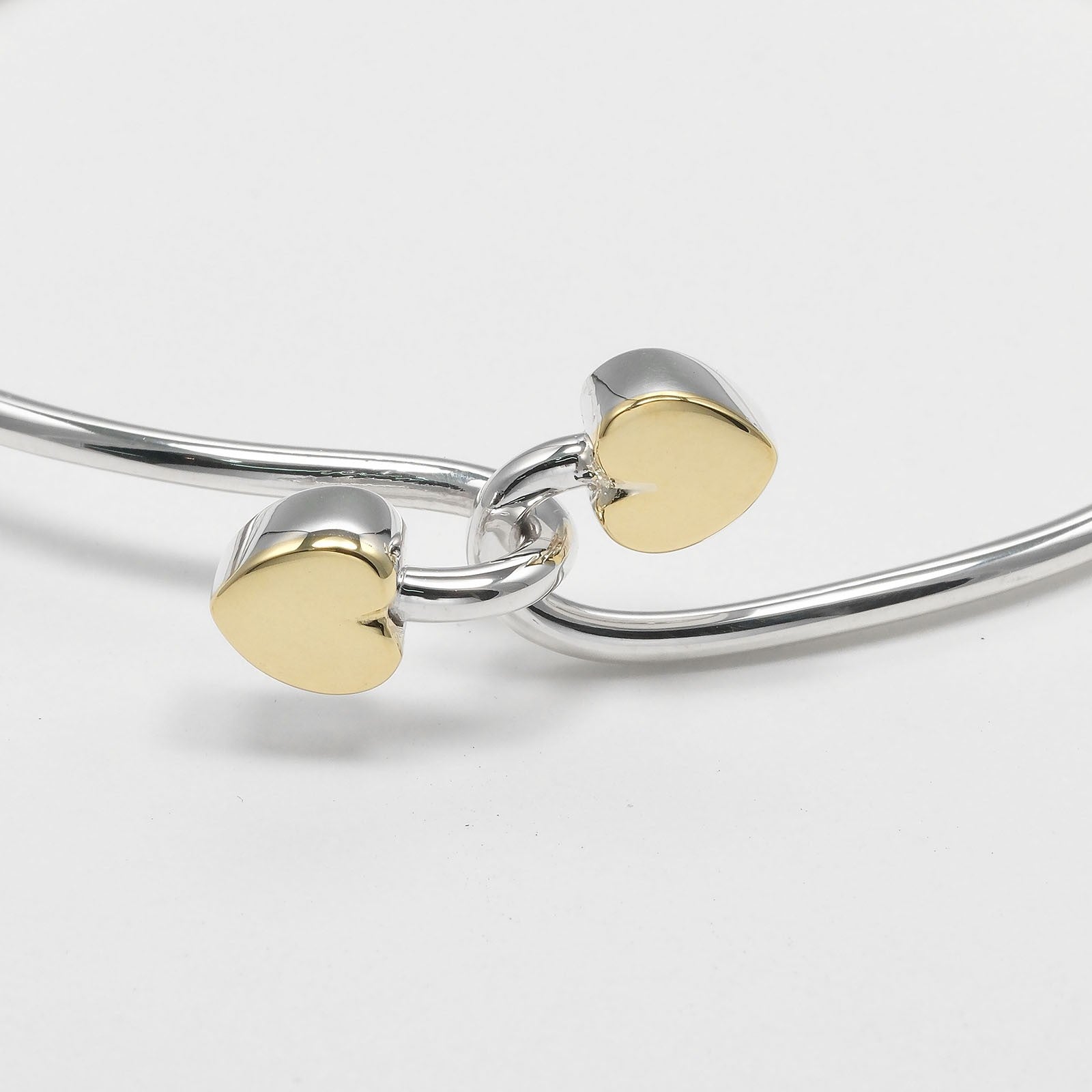Tiffany & Co. Double Heart Lock Bangle Sterling Silver With 18K Yellow Gold Silver Silver Bracelet Jewelry (Pre-Owned)