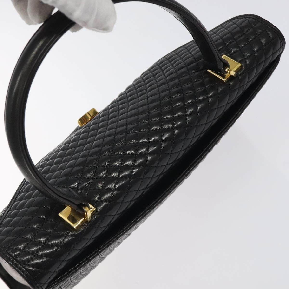 Bally Vintage Quilted Leather Black Leather Handbag (Pre-Owned)