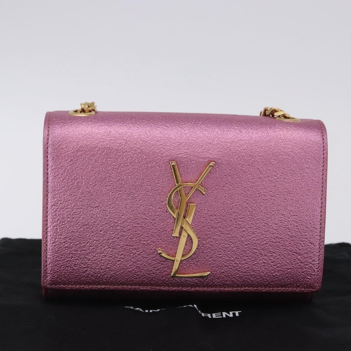 Saint Laurent Classic Monogram Metallic Leather Pink Leather Crossbody Bag Bag (Pre-Owned)