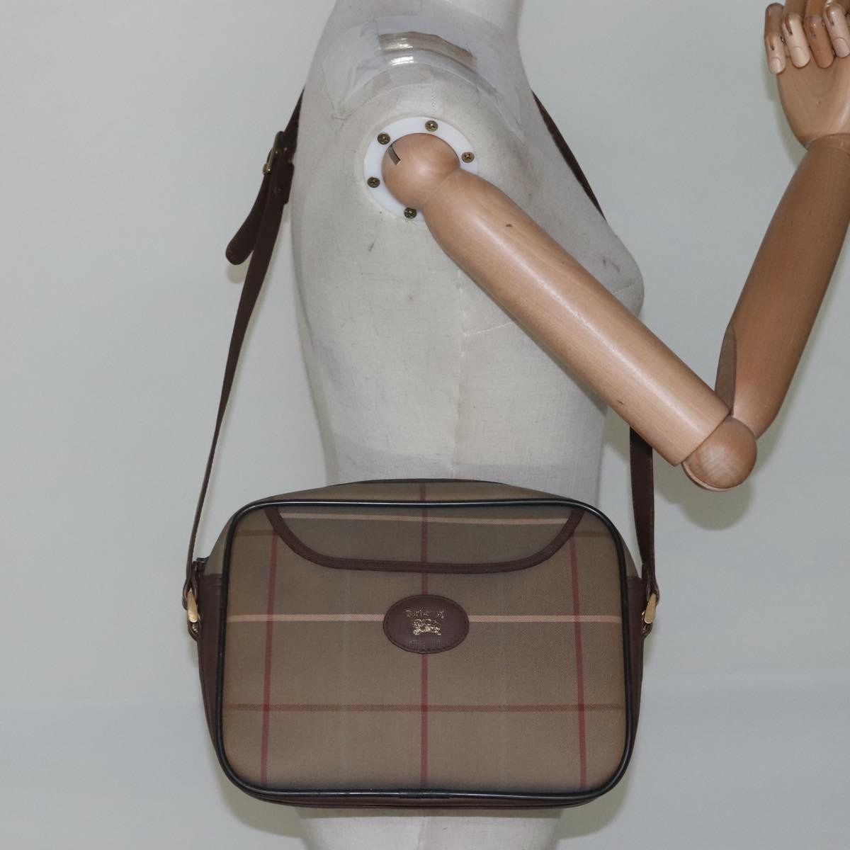 Burberry Nova Check Canvas And Leather Beige Canvas Shoulder Bag Bag (Pre-Owned)