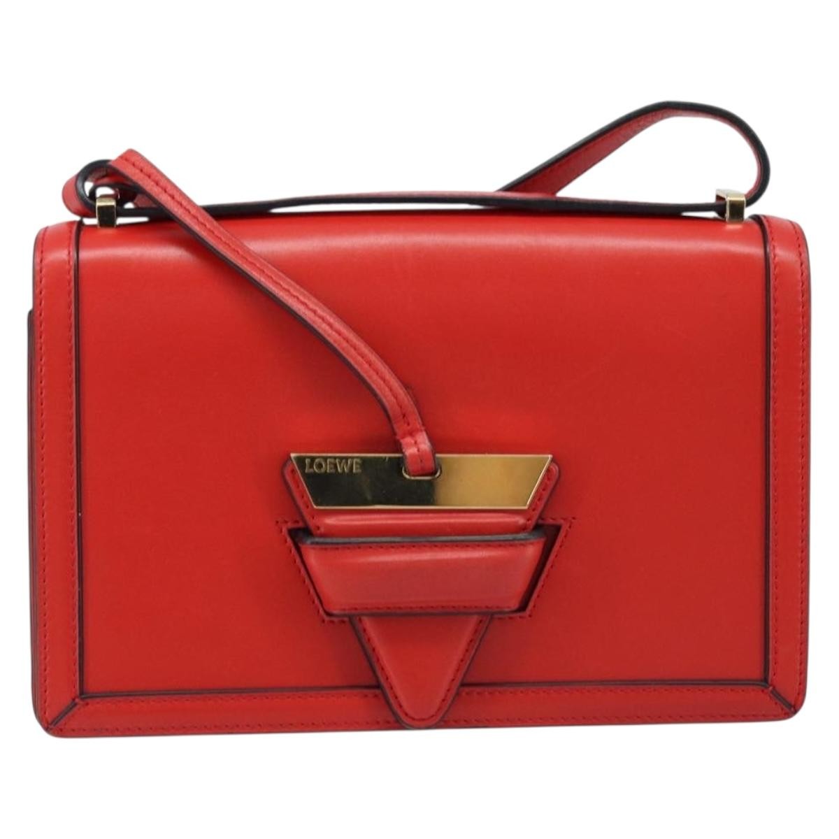 Loewe Barcelona Leather Red Leather Shoulder Bag Bag (Pre-Owned)
