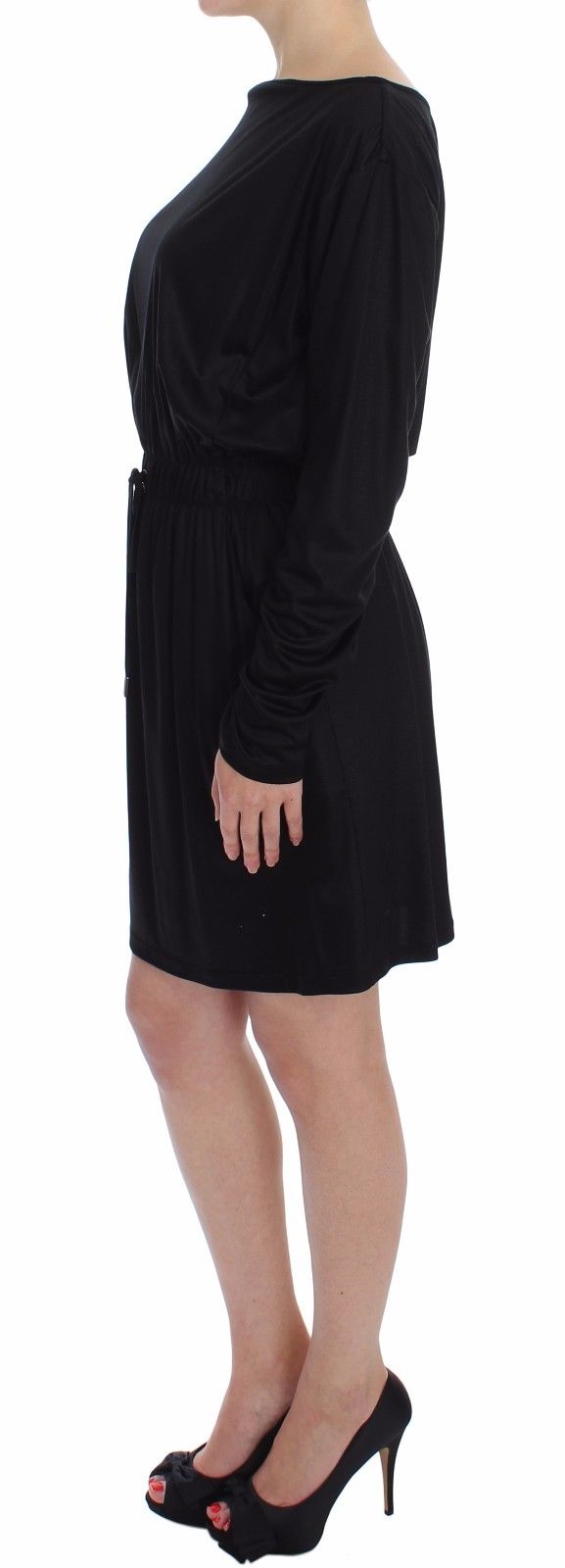 Versace Jeans Black Modal Silk Shift Knee Women's Dress