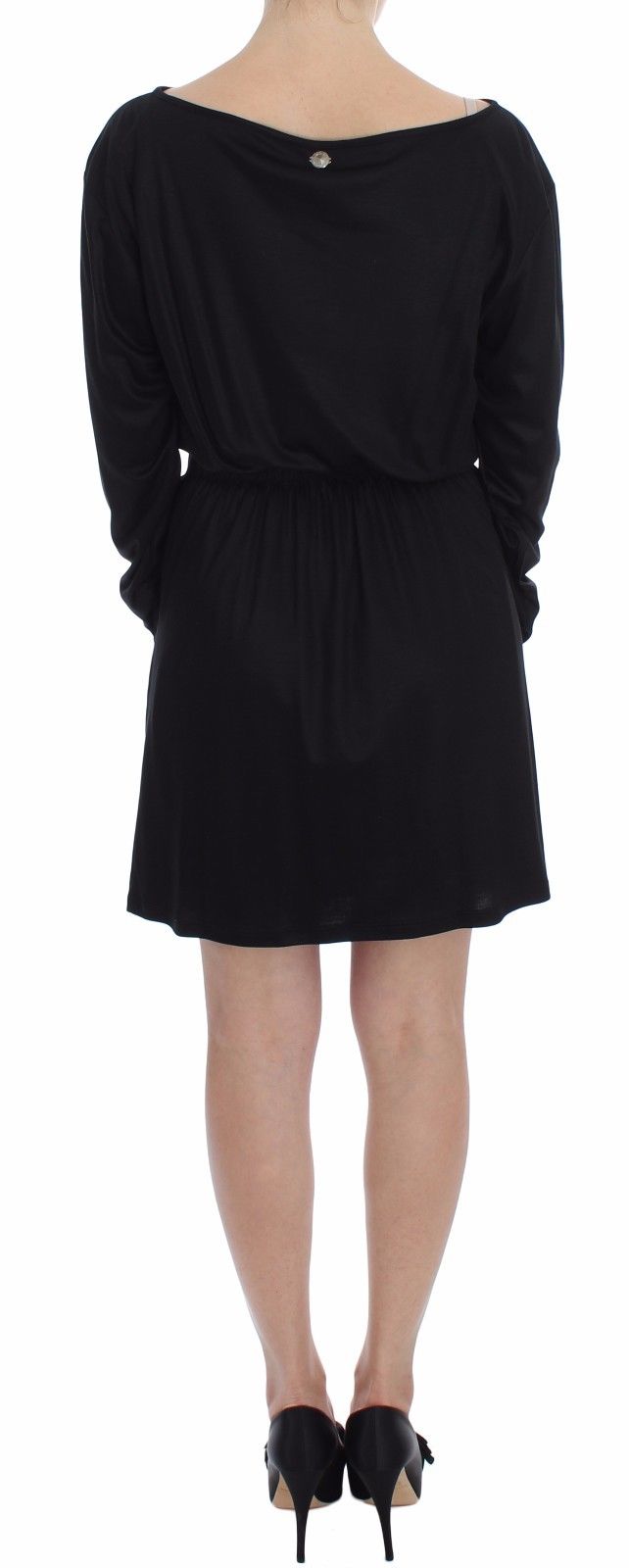 Versace Jeans Black Modal Silk Shift Knee Women's Dress